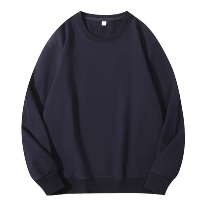Light beige women's cotton O-neck sweatshirt with hood, loose fit, casual style, long sleeves, and solid color for comfortable wear.