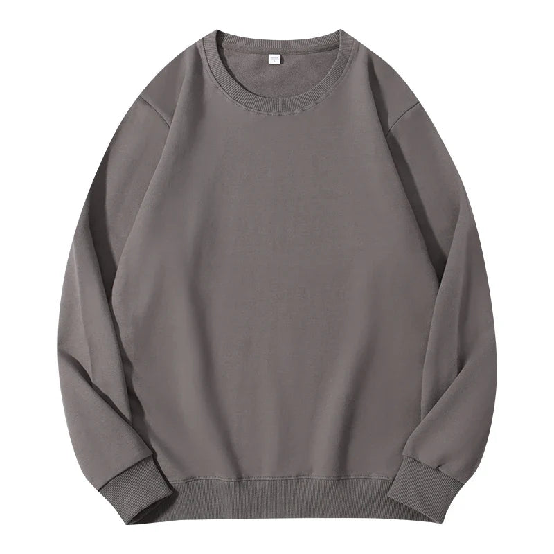 Beige women's autumn O-neck cotton sweatshirt hoodie with a loose fit, casual pullover from LadyShow.Store.
