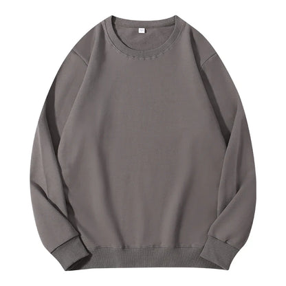 Beige women's autumn O-neck cotton sweatshirt hoodie with a loose fit, casual pullover from LadyShow.Store.