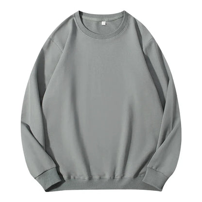 LadyShow cotton women's autumn O-neck sweatshirt, loose casual pullover with long sleeves and solid color, comfortable and stylish.