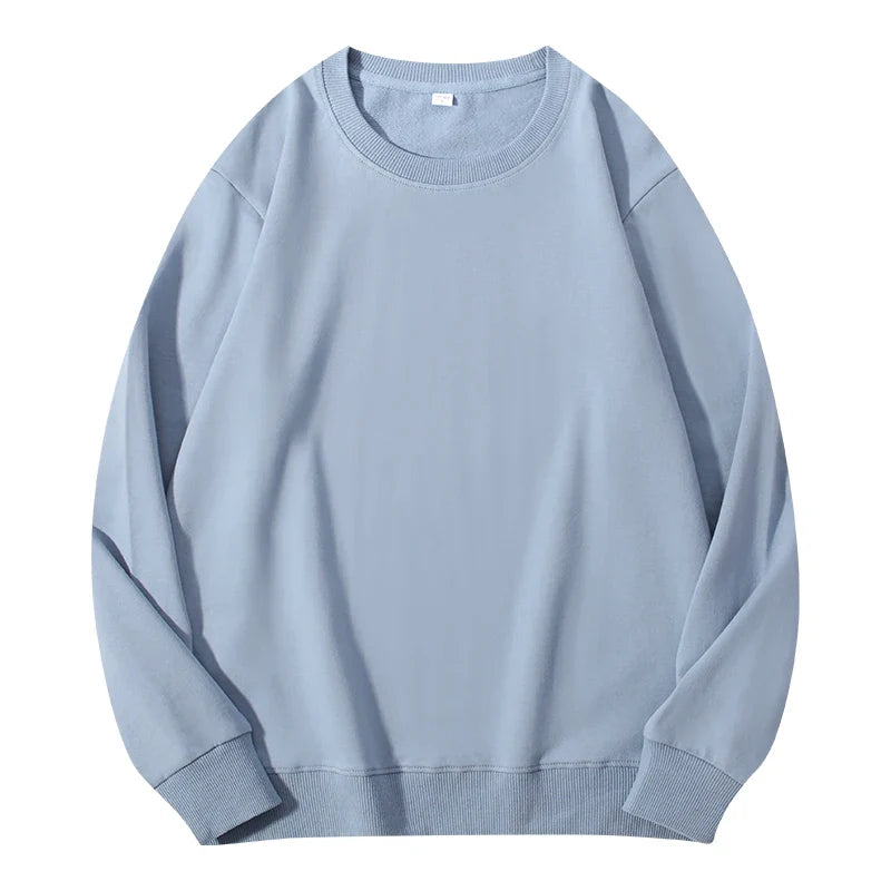 Casual women's autumn O-neck cotton sweatshirt hoodie in solid color, loose fit, comfortable pullover by LadyShow.Store