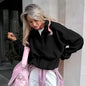 Women’s beige fleece hoodie with stand collar, zipper, and loose fit, casual streetwear pullover by LadyShow.Store.