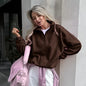 Women’s autumn winter fleece hoodie by LadyShow.Store featuring stand collar, zipper, loose fit, solid pullover, casual streetwear style