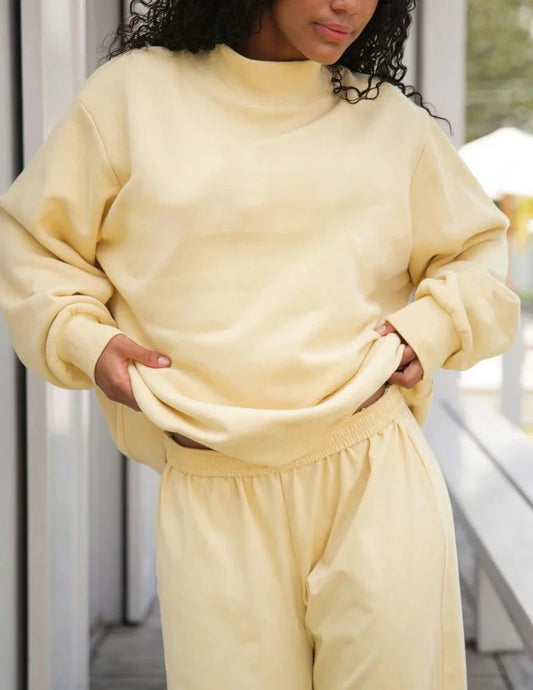Plus size ladies' LadyShow.Store long sleeve mock neck sweatshirt in solid color, casual spring/autumn hoodie for women.