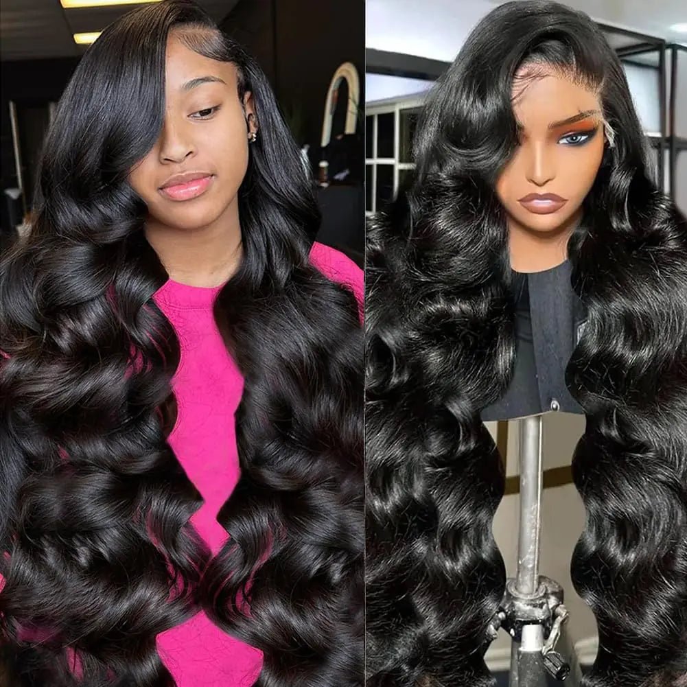 LADYWOW Body Wave Lace Front Wigs Human Hair 13x4 Lace Frontal Wigs for Black Women Body Wave Lace Front Wigs Human Hair 200% Density Glueless Wigs for Black Women Natural Black 30 Inch - BACKUPMYFILESNOW