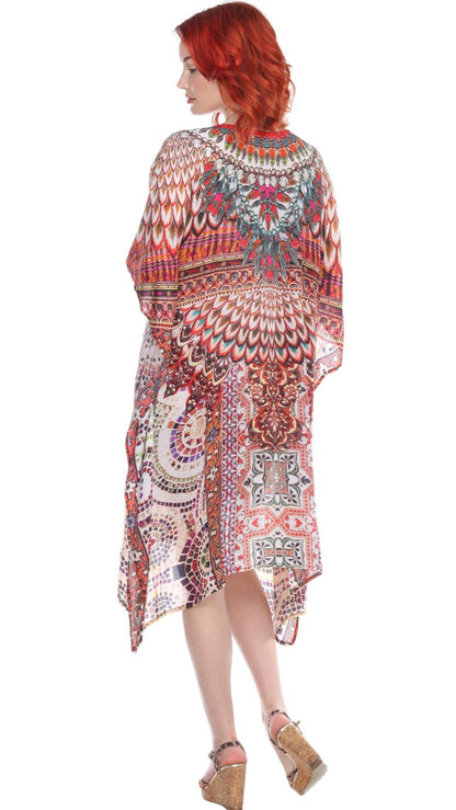 Designer Women's Beach Kaftan Dress in Viscose Silk