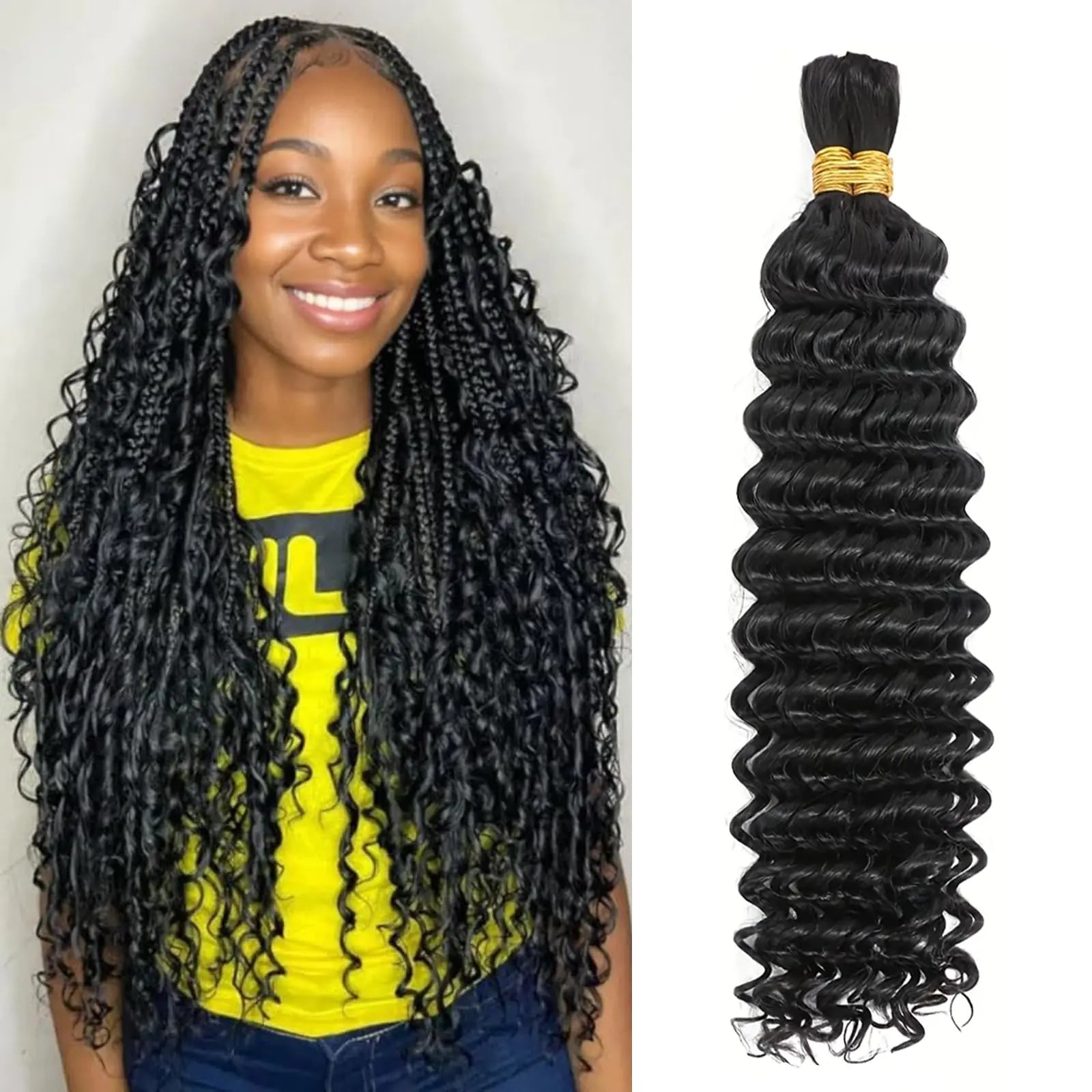 LANWIUKU Human Braiding Hair for Boho Braids Deep Wave Human Hair Braiding Hair 2Bundles/Pack 100g Bulk Human Hair for Braiding Wet and Wavy Braid Human Hair Extensions (20 inch) - BACKUPMYFILESNOW