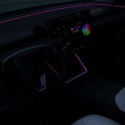 Laser-carved ambient light for Tesla Model Y Juniper, fits YL wireless charging port, by Tesery Official Store.