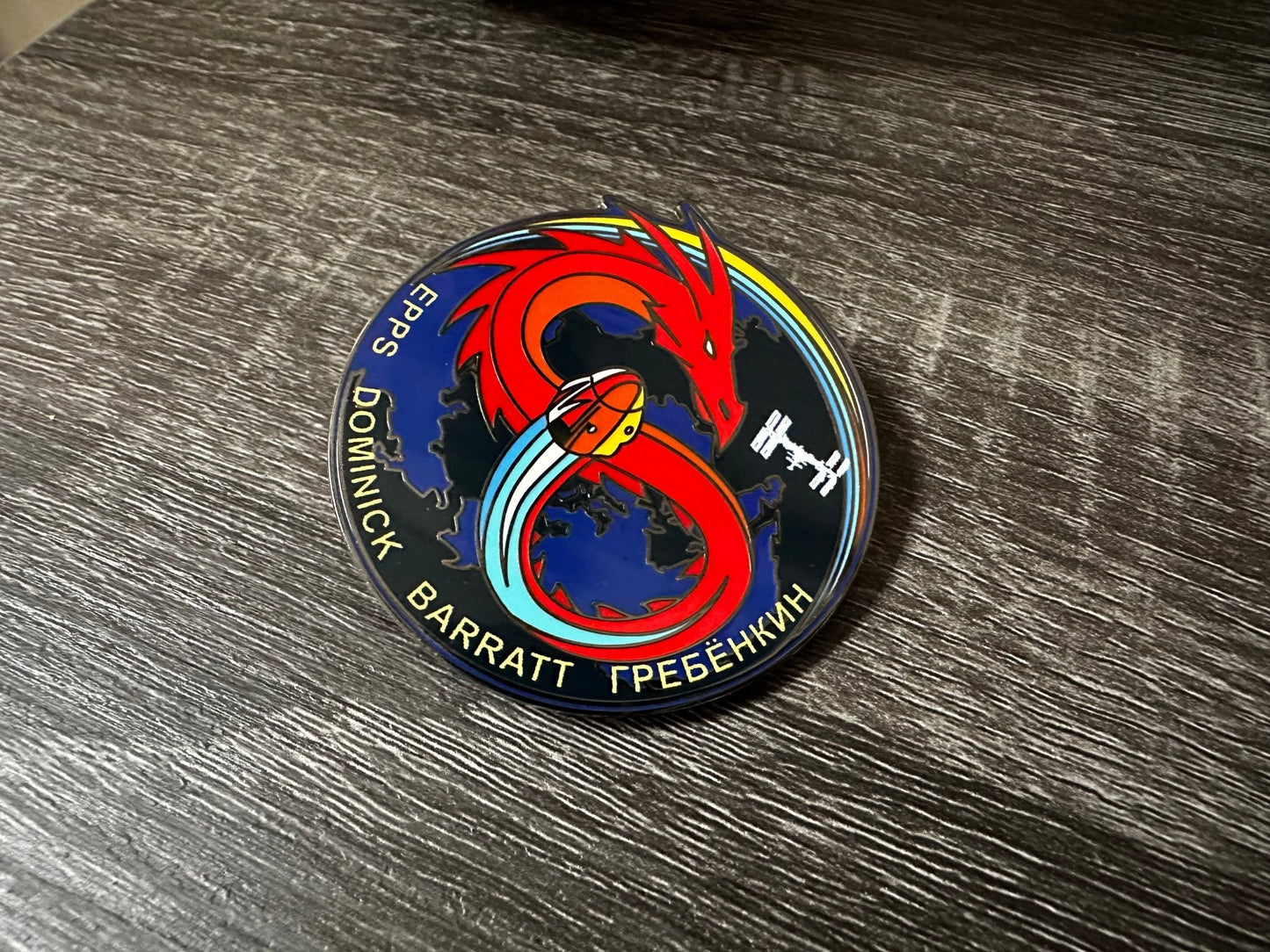 NASA Crew-8 USCV-8 mission patch hard enamel pin by Launch Pins, featuring detailed space mission design on a metal enamel pin.