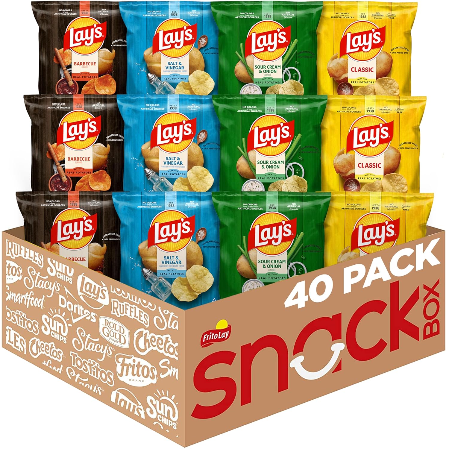Lay's Potato Chips, 4 Flavor Variety Pack, 1 oz Single Serve Bags, (40 Pack) - BACKUPMYFILESNOW