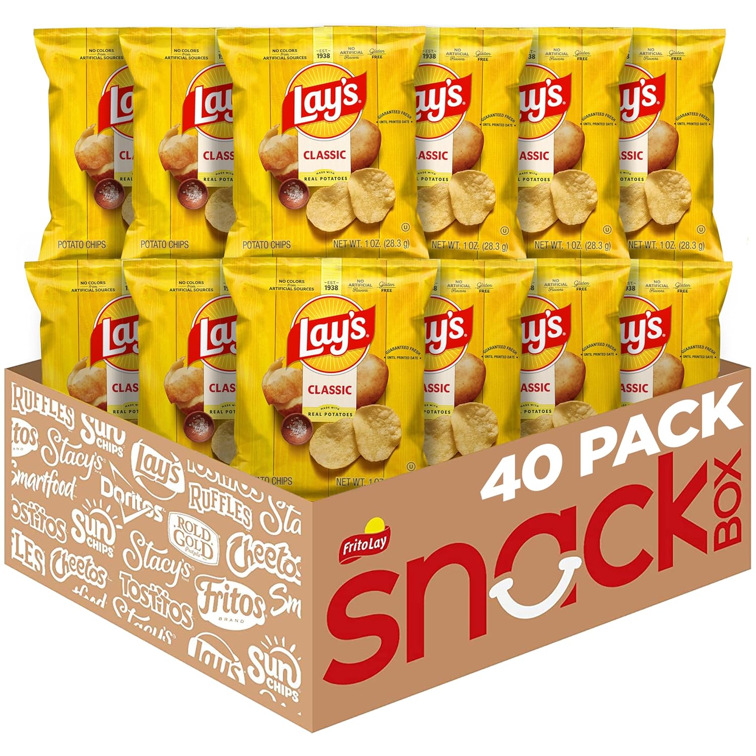 Lay's Potato Chips, 4 Flavor Variety Pack, 1 oz Single Serve Bags, (40 Pack) - BACKUPMYFILESNOW