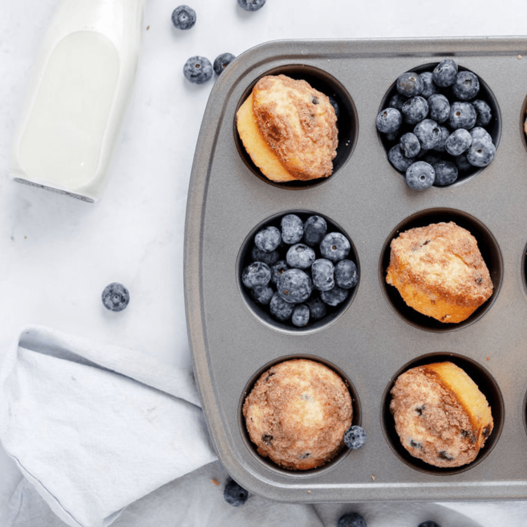 Lehi Mills Blueberry Muffin Mix in 18oz box, baking mix with fresh blueberry flavor, ideal for homemade muffins