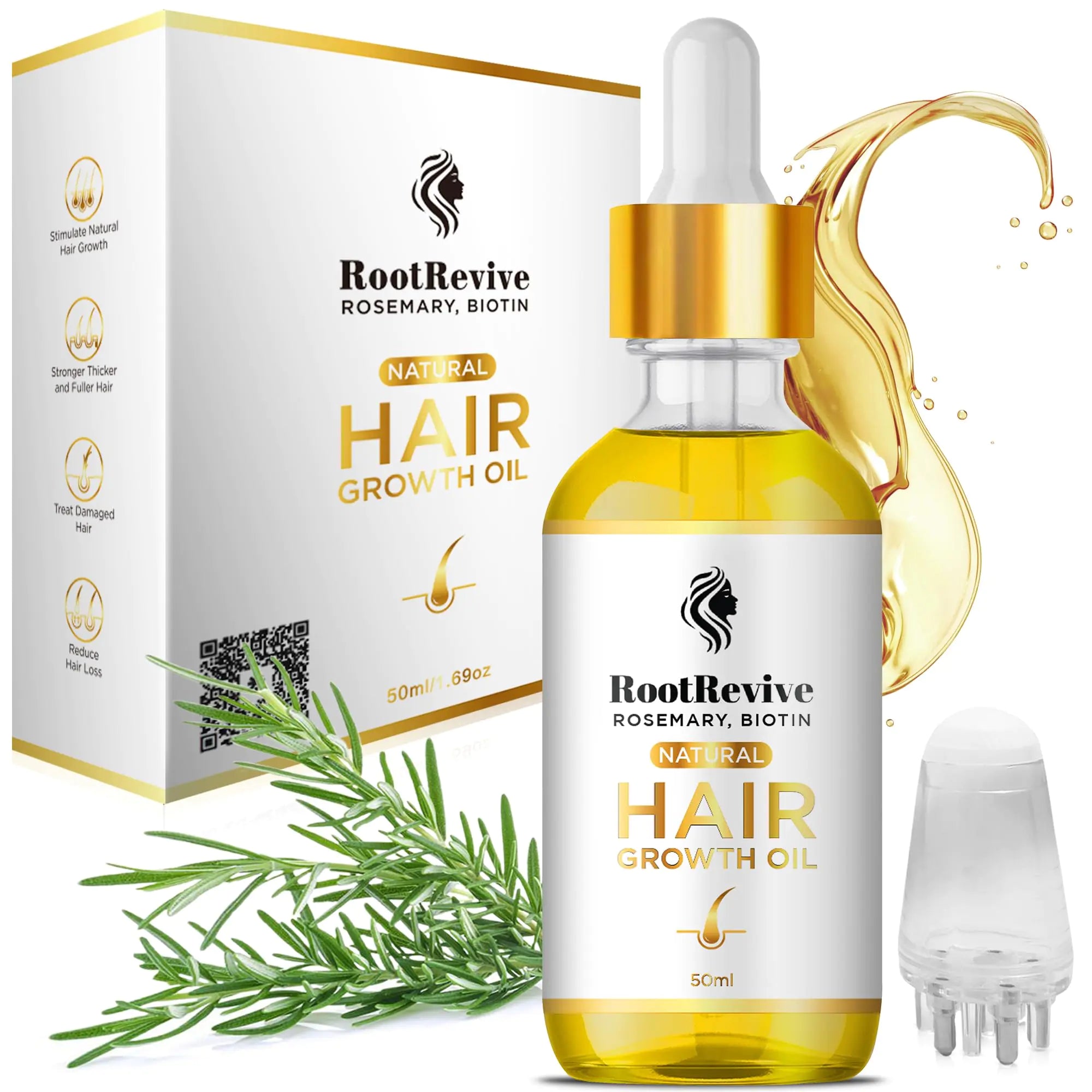 Rosemary Biotin Hair Growth Oil - Stimulates Regrowth & Strengthens Hair | Ideal for Thinning Dry Damaged Hair | All Hair Types