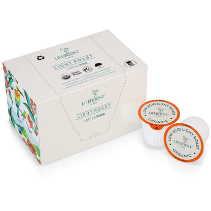 Lifeboost Medium Roast Low Acid Coffee K Cups, single origin, mold-free, non-GMO, organic coffee pods for Keurig machines, 10-pack.