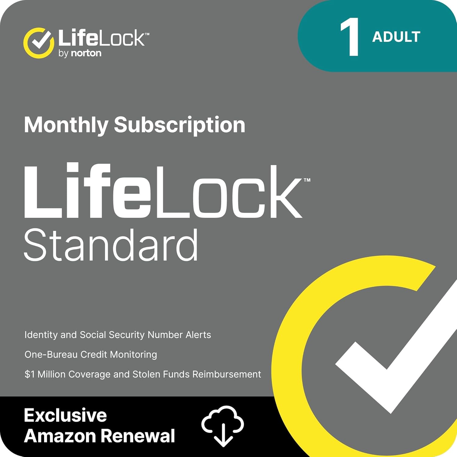 LifeLock Standard Identity Theft Protection, Individual Plan, Monthly Subscription, Activation Required - BACKUPMYFILESNOW