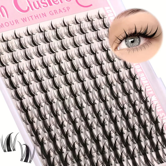 140pcs Lishang2023 fairy manga eyelashes in C curl, 8-18mm, with large span, natural expansion, wet look, sharp anime style.