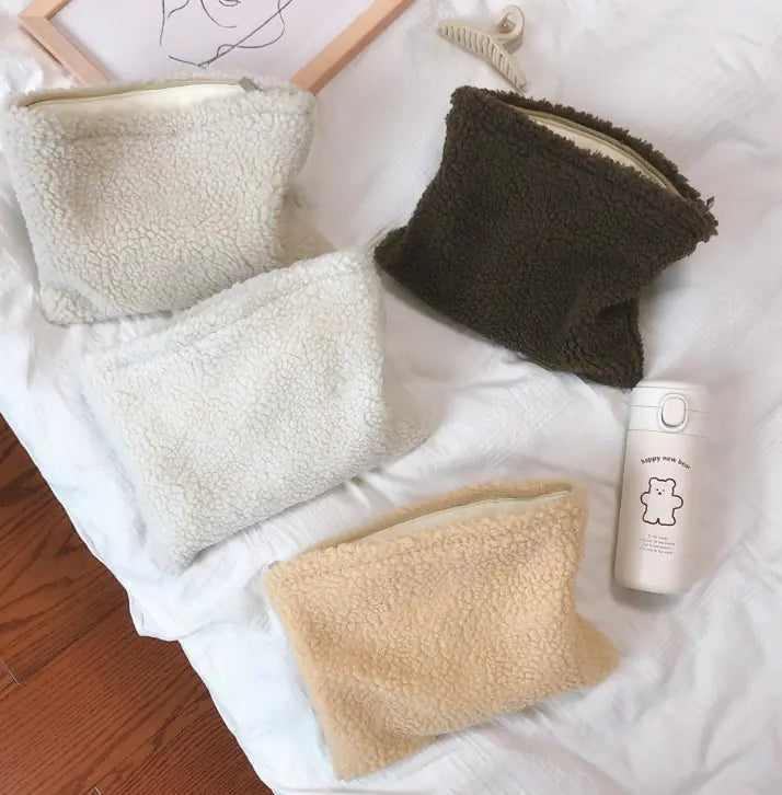 Plush Lambwool Makeup Pouch and Organizer Bag