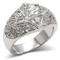 High-polished 925 sterling silver ring with AAA grade clear cubic zirconia, showcasing a sleek and elegant design.