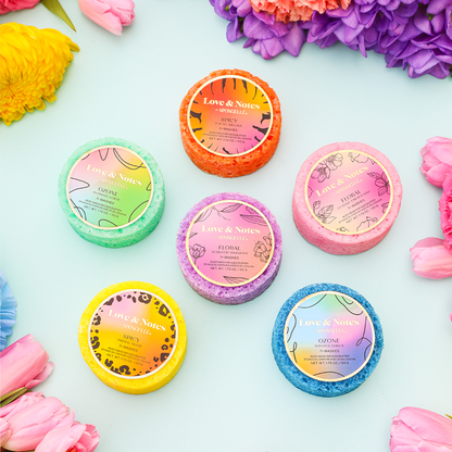 Spongellé Love & Notes Spongette assorted pack, body wash infused buffer with floral and fruity scents, soft textured sponge for cleansing