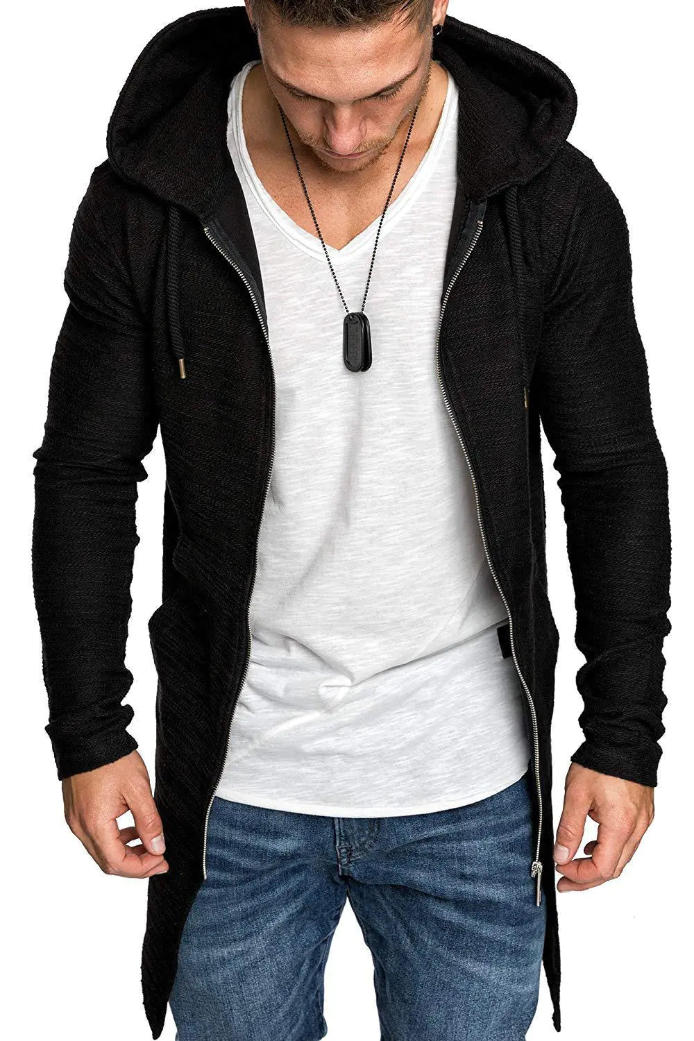 Belted Overcoat and Zip-up Hoodie for Men
