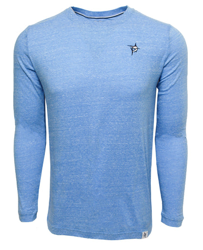 White Water Life Oasis LS Tee with long sleeves, soft blended fabric in a comfortable fit, shown in a casual outdoor setting.