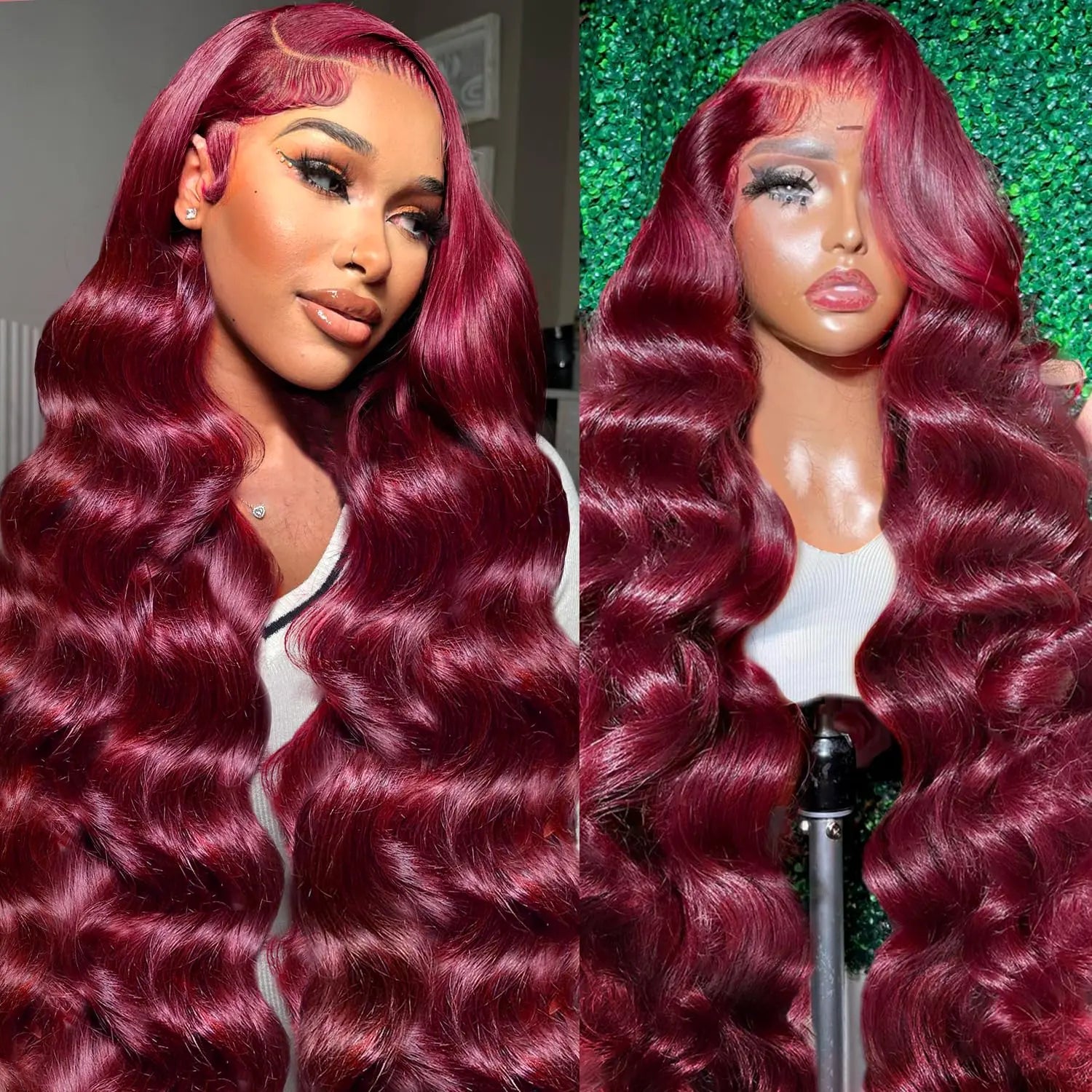 Lukymart 24 Inch 99j Burgundy Lace Front Wigs Human Hair 13x6 HD Transparent Body Wave Lace Front Wigs Human Hair Pre Plucked Glueless Lace Front Wigs Human Hair Wigs for Women 180 Density - BACKUPMYFILESNOW