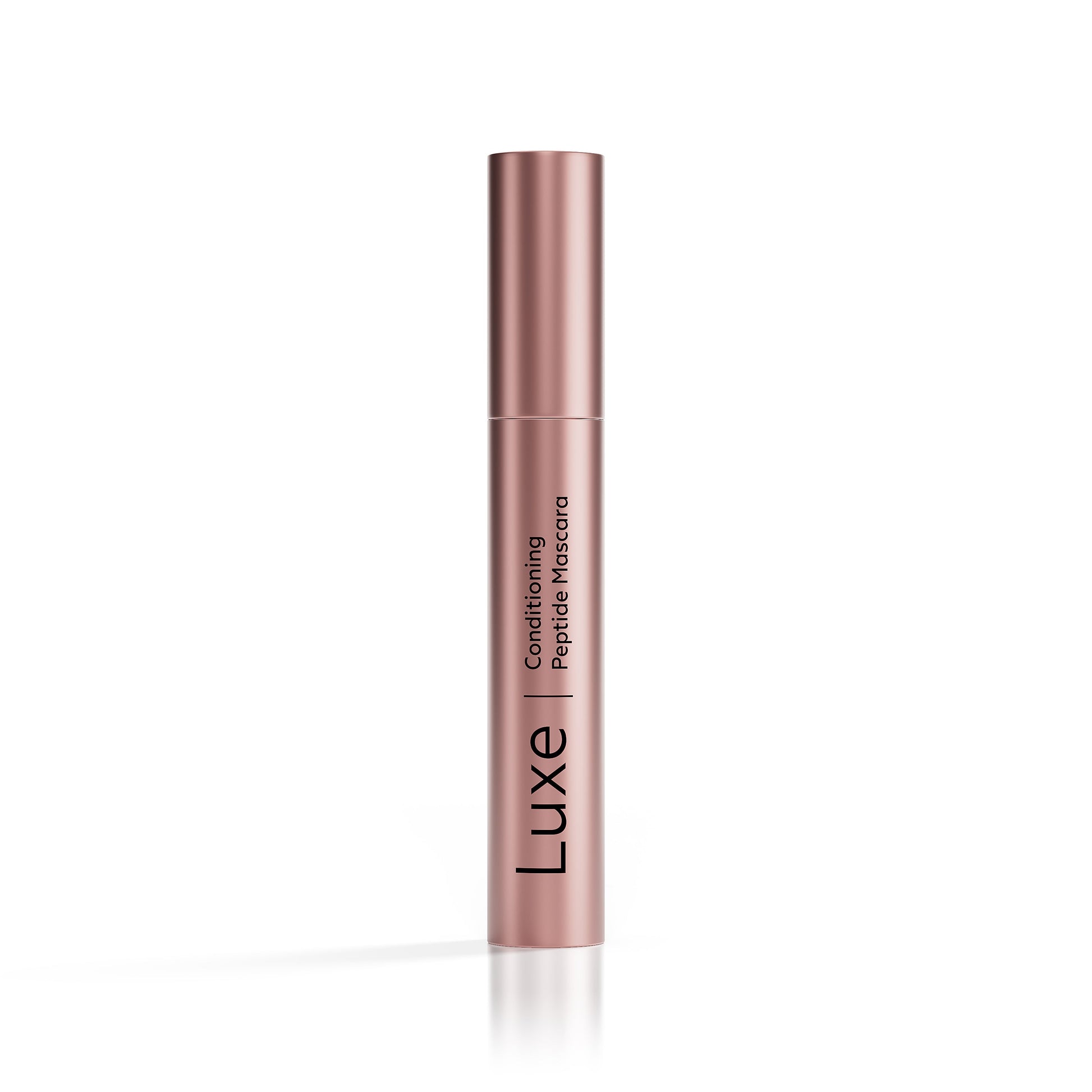 Luxe Conditioning Peptide Mascara by Luxe Cosmetics US with a sleek black tube and wand for defining and conditioning eyelashes.