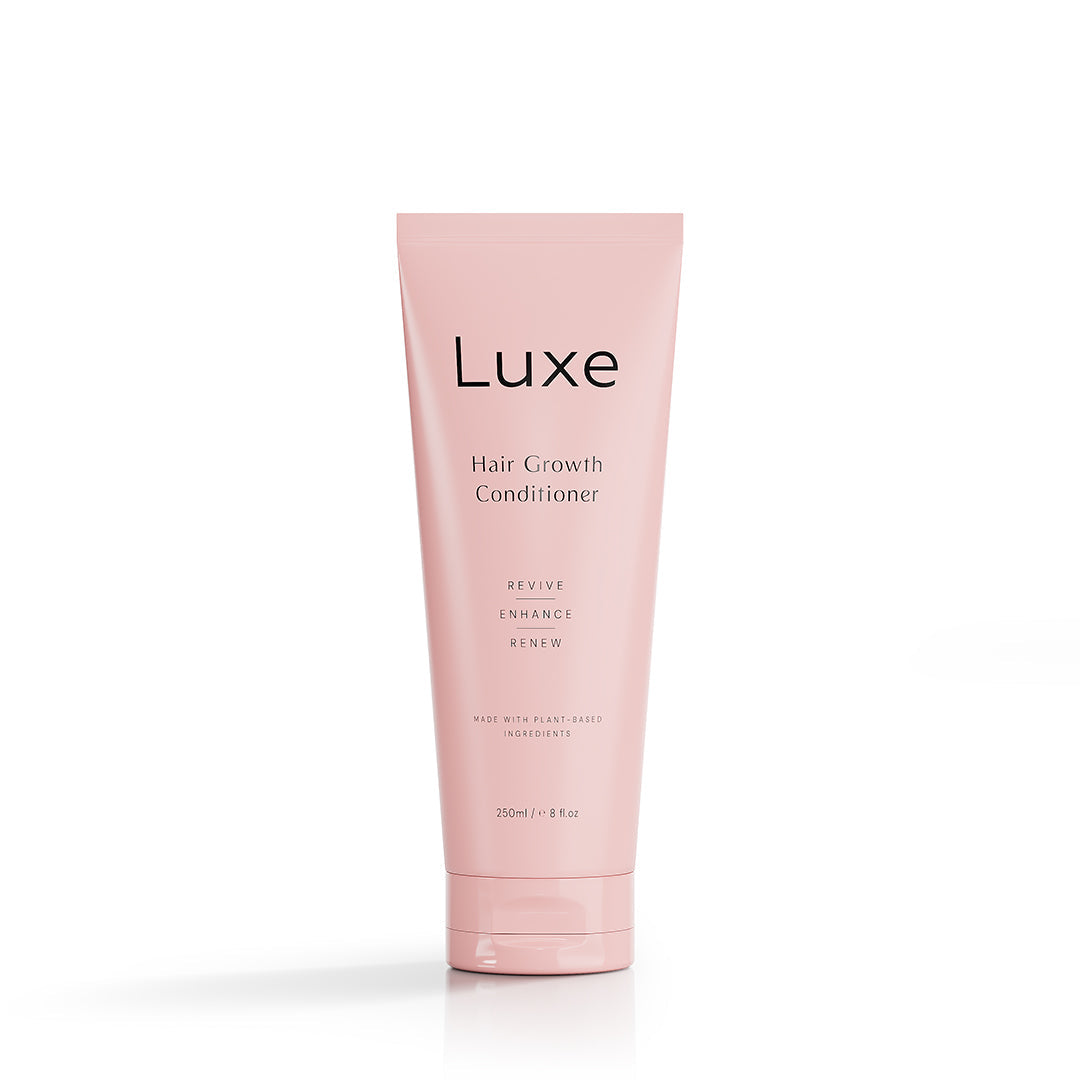 Luxe Cosmetics US Luxe Hair Growth Conditioner in a sleek bottle, designed to promote healthy hair growth.