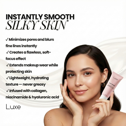 Luxe Cosmetics US Skin Perfecting Primer bottle with sleek packaging, designed to create a smooth, flawless makeup base.