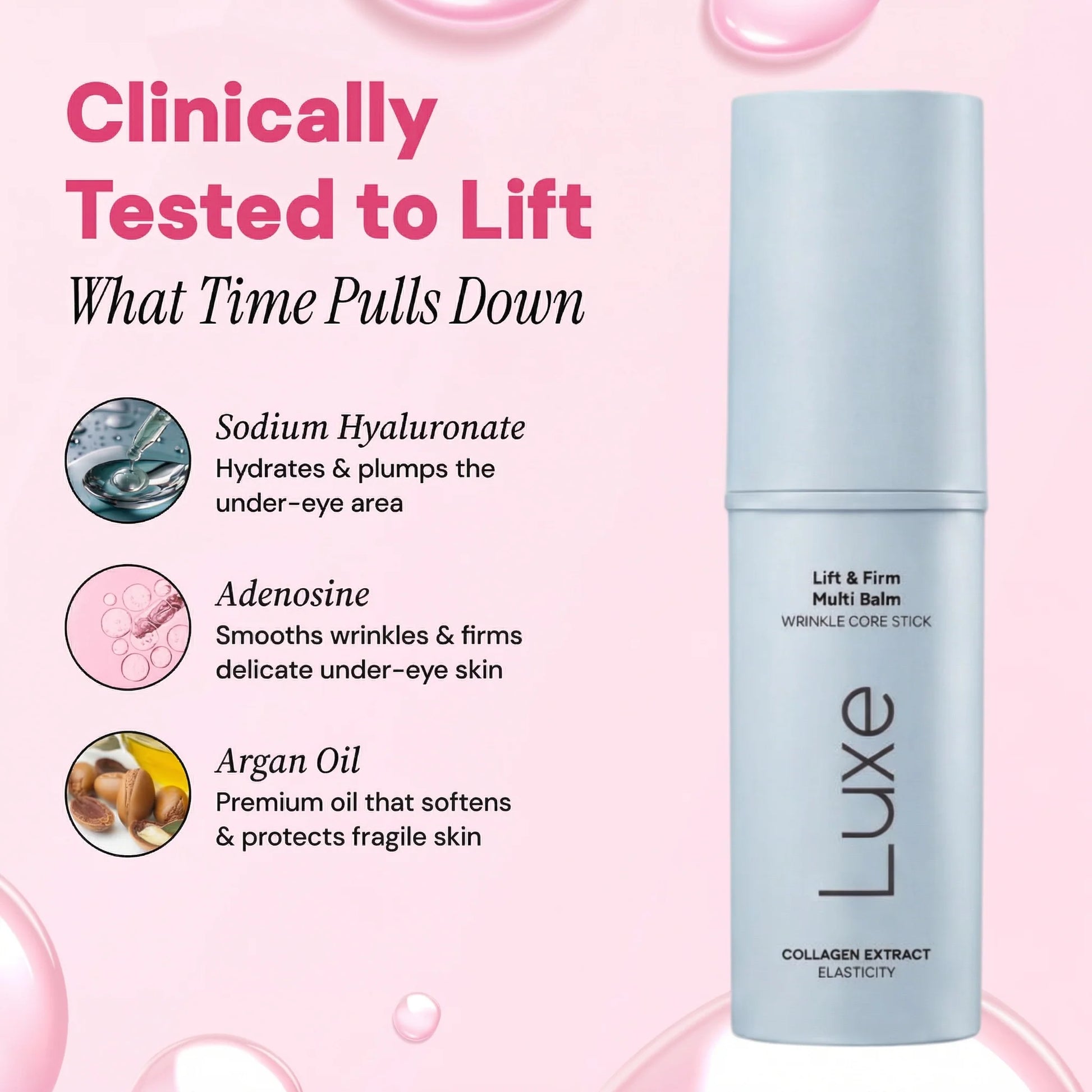 Luxe Korean Under-Eye Balm by Luxe Cosmetics US, a soothing eye bag eraser balm for reducing puffiness and dark circles.