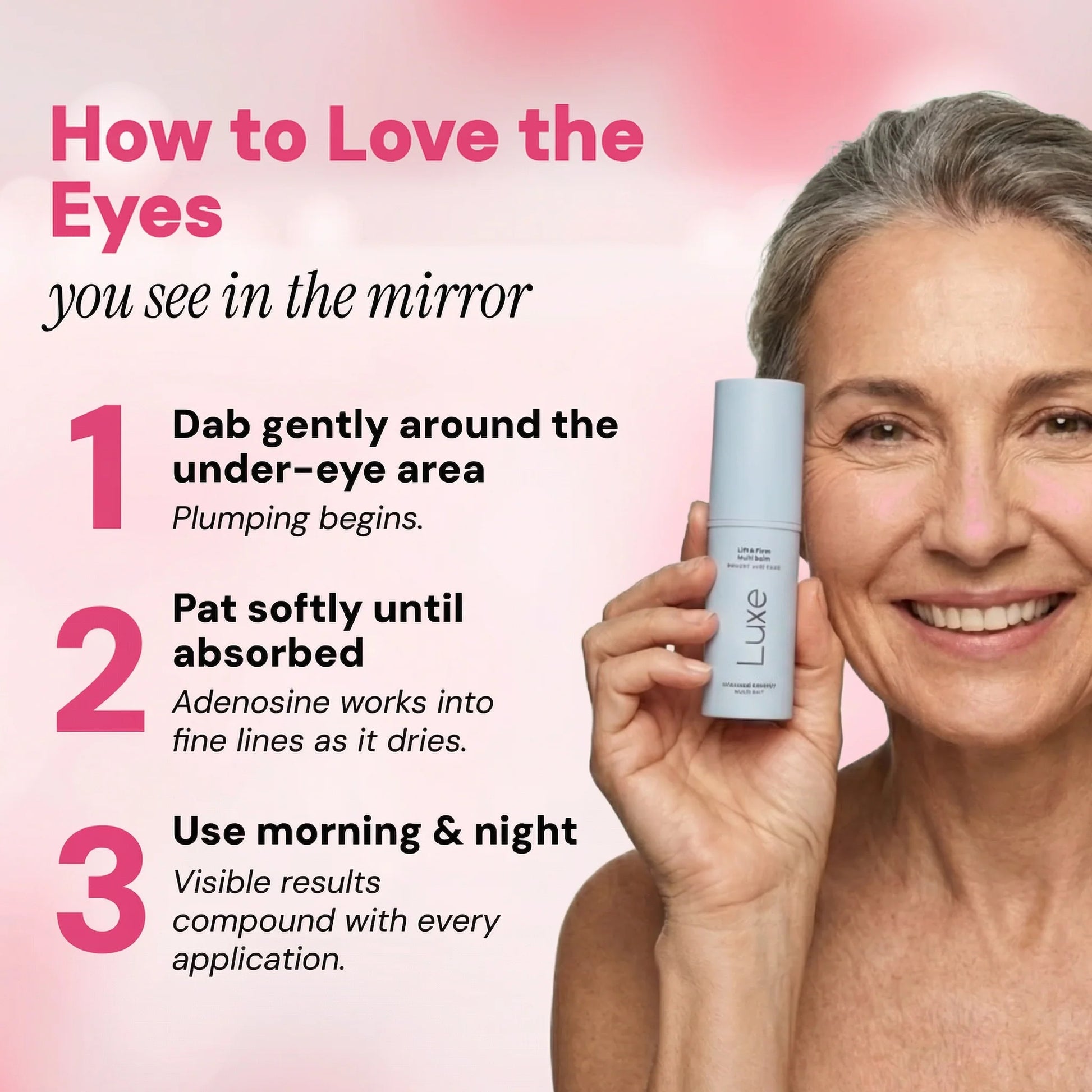 Luxe Korean Under-Eye Balm, Korean Eye Bag Eraser Balm by Luxe Cosmetics US, smooth and brighten delicate under-eye skin