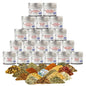 Set of 20 tins of Gustus Vitae luxury pantry seasonings and sea salts, neatly arranged in a collection gift set.