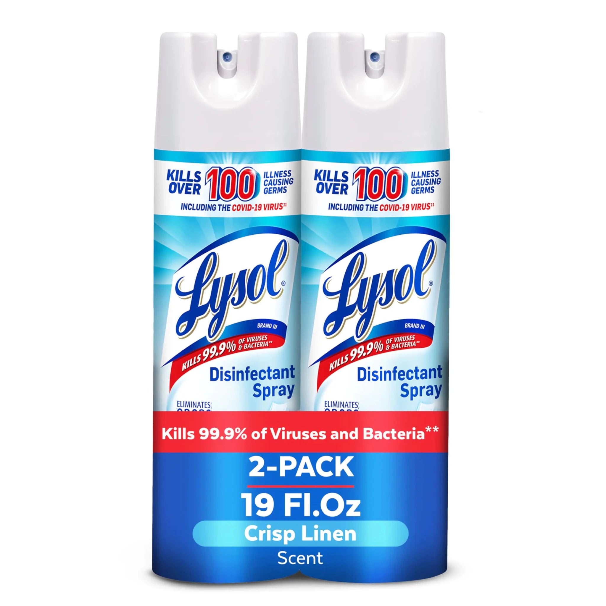 Lysol Disinfectant Spray Household Essential Cleaning Supplies Multi - Purpose Room Spray Antibacterial Sanitizer Spray Upholstery Deodorizer Home and Bathroom Crisp Linen19 Fl Oz (Pack of 2) - BACKUPMYFILESNOW