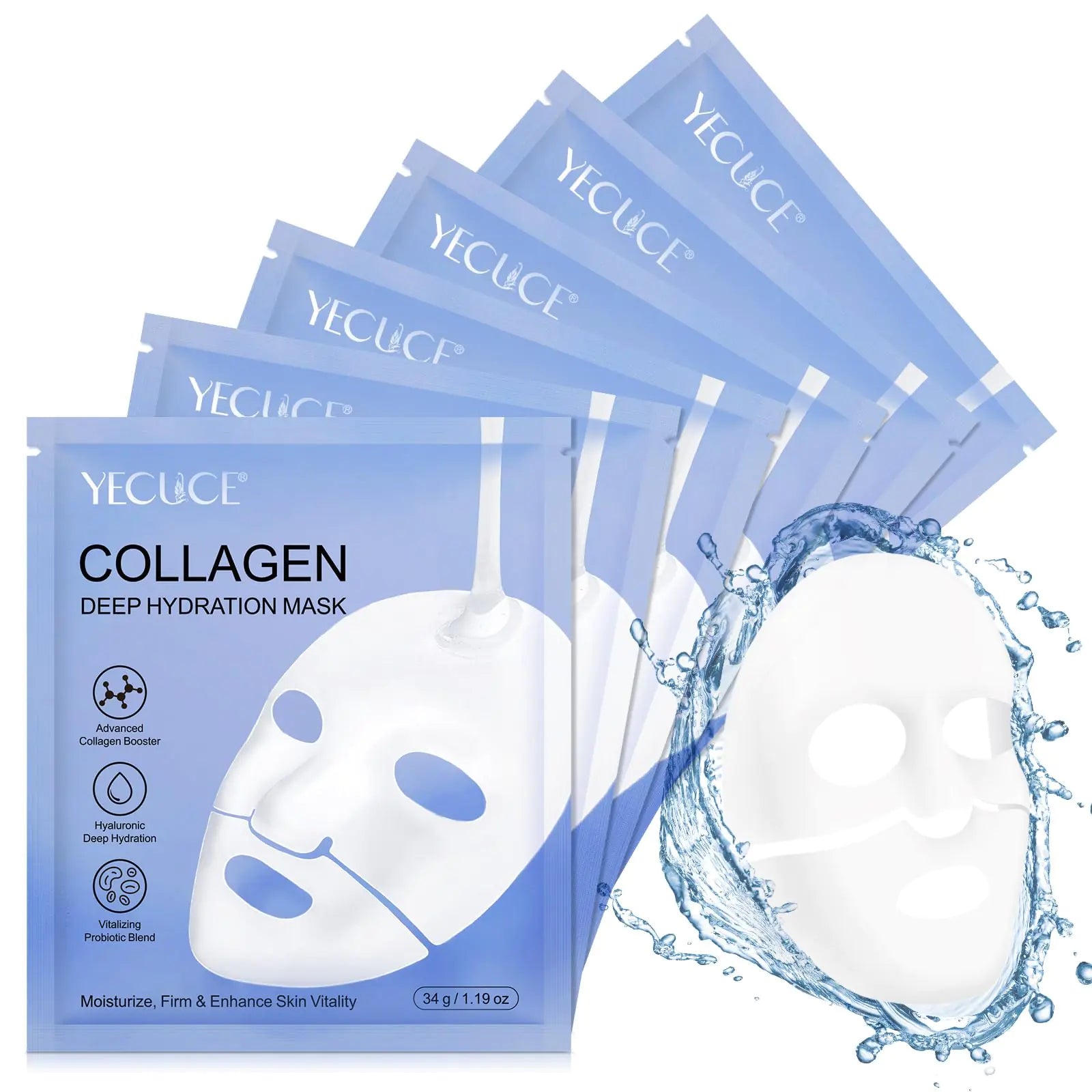 Collagen Face Mask Bio-Collagen Real Deep Mask Deep Collagen Overnight Mask Collagen Night Wrapping Mask 6pcs