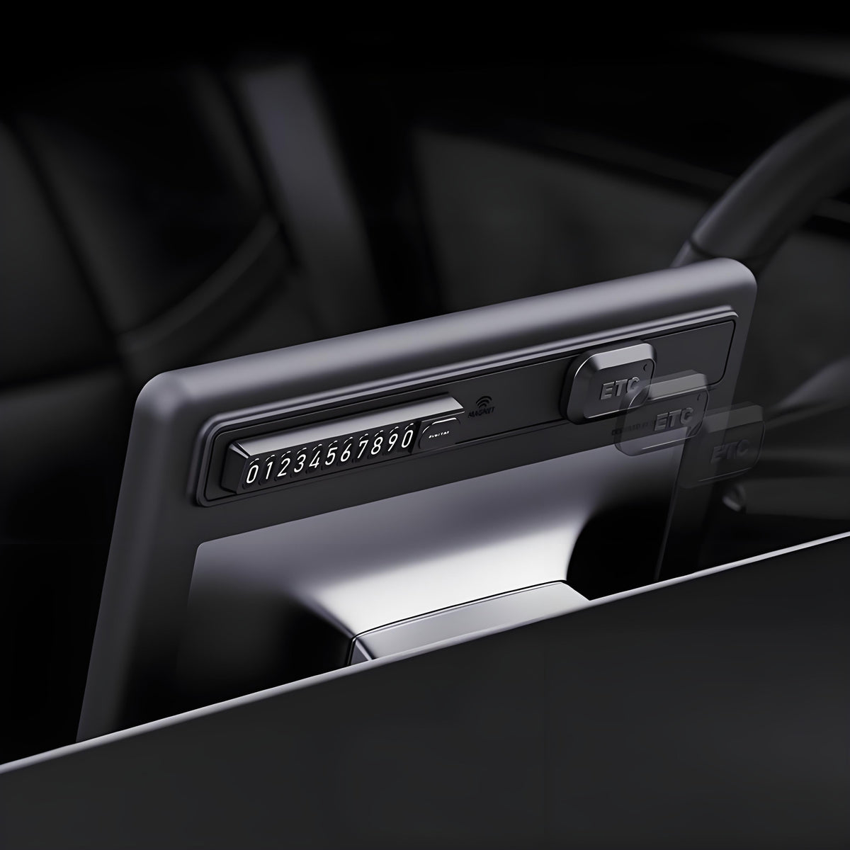 Magnetic silicone center screen frame for Tesla Model Y Juniper and Model 3 Highland, enhancing screen protection and style.