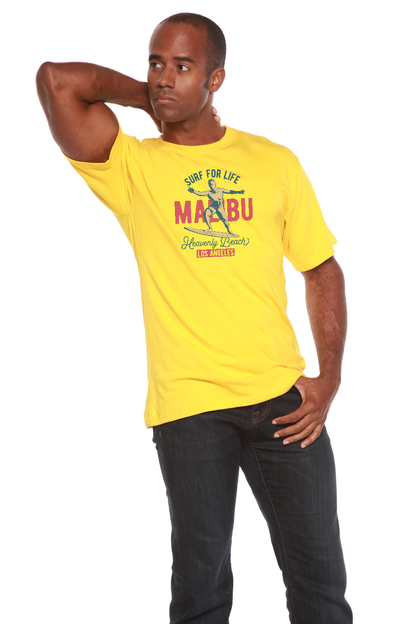 Men's Spun Bamboo graphic T-shirt made from bamboo viscose and organic cotton, featuring a colorful printed design on short sleeves.