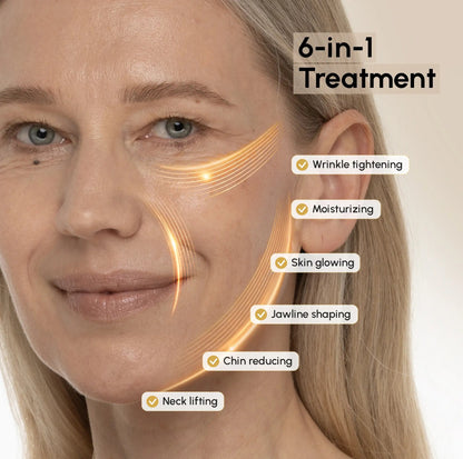 Maree 24K Gold chin and jawline lifting mask applied on skin, designed to enhance facial contour and firm the jawline.