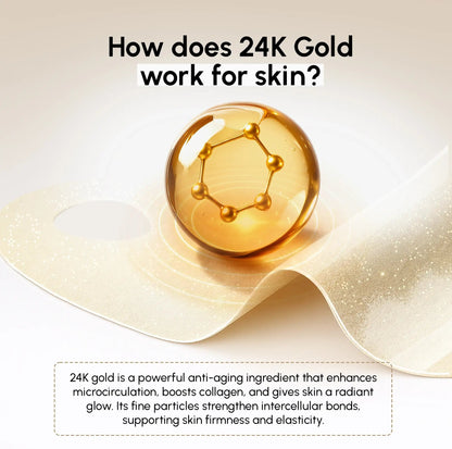 Maree 24K Gold Chin and Jawline Lifting Mask showing a luxurious gold mask applied to the chin and jawline area.