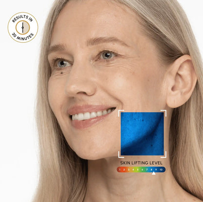 Maree 24K Gold chin and jawline lifting mask applied to the face for skin tightening and contouring.