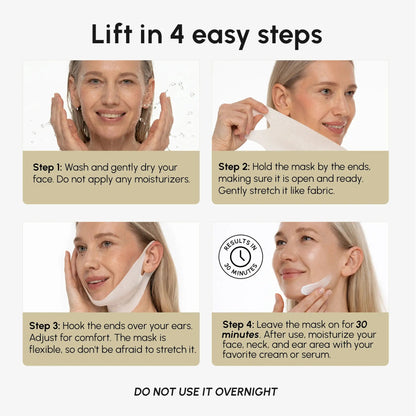 Maree 24K Gold Chin and Jawline Lifting Mask applied on the chin and jawline area for skin tightening and lifting.