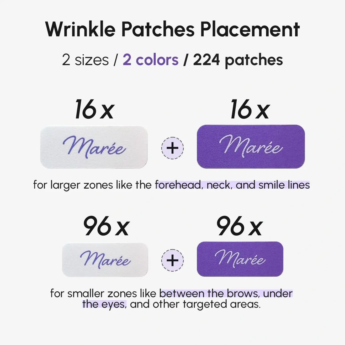 Maree anti-wrinkle tape patches shown applied around the eyes for reducing fine lines and smoothing skin.