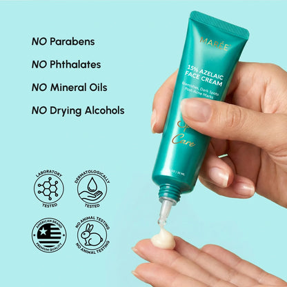 Maree Azelaic Acid Cream for sensitive skin, shown in a jar with a smooth cream texture and clean packaging.