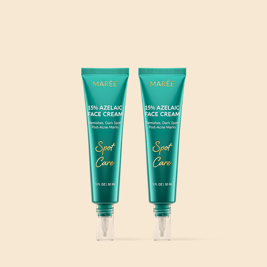 Maree Azelaic Acid Cream for Sensitive Skin in a white jar, suitable for calming and brightening delicate skin.