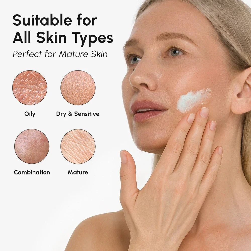 Maree Face Polishing Scrub and Exfoliator with natural ingredients, showing a jar of exfoliating scrub and a facial brush.