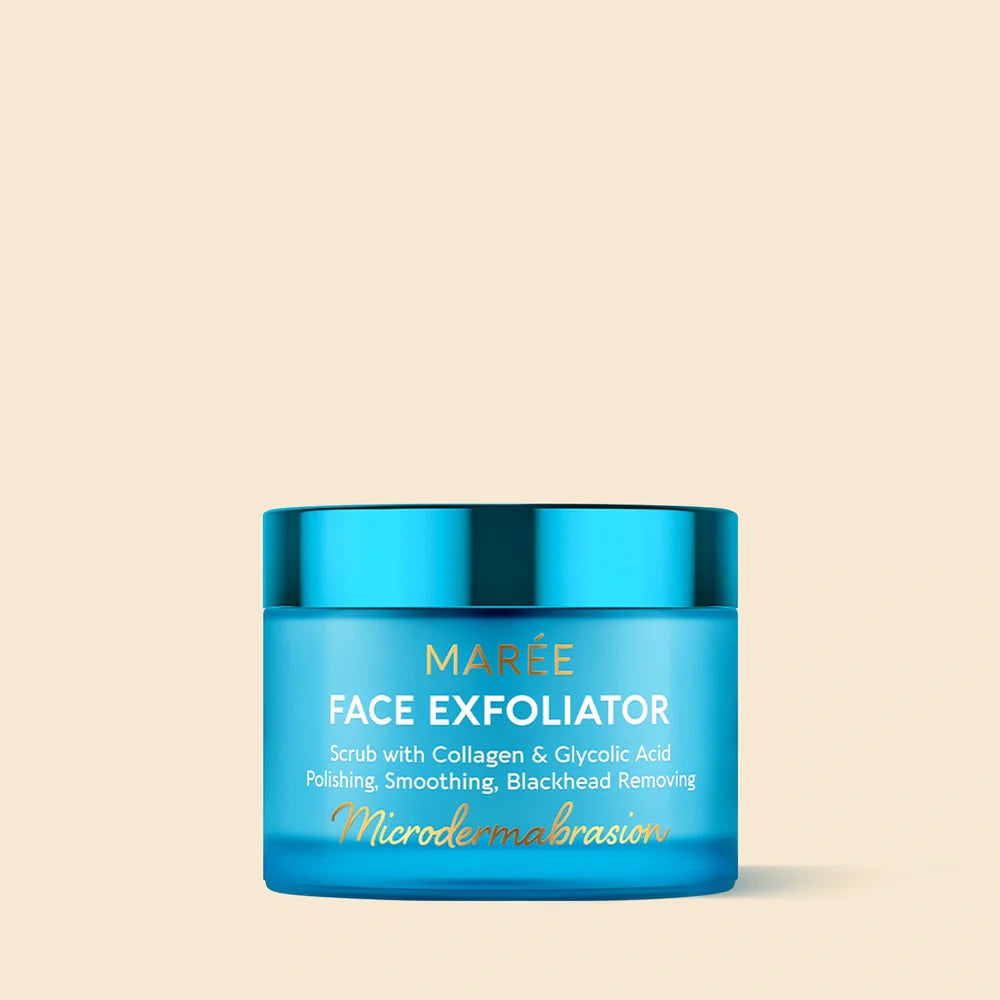 Maree Face Polishing Scrub and Exfoliator in a jar, showing creamy texture with exfoliating particles for smooth skin.
