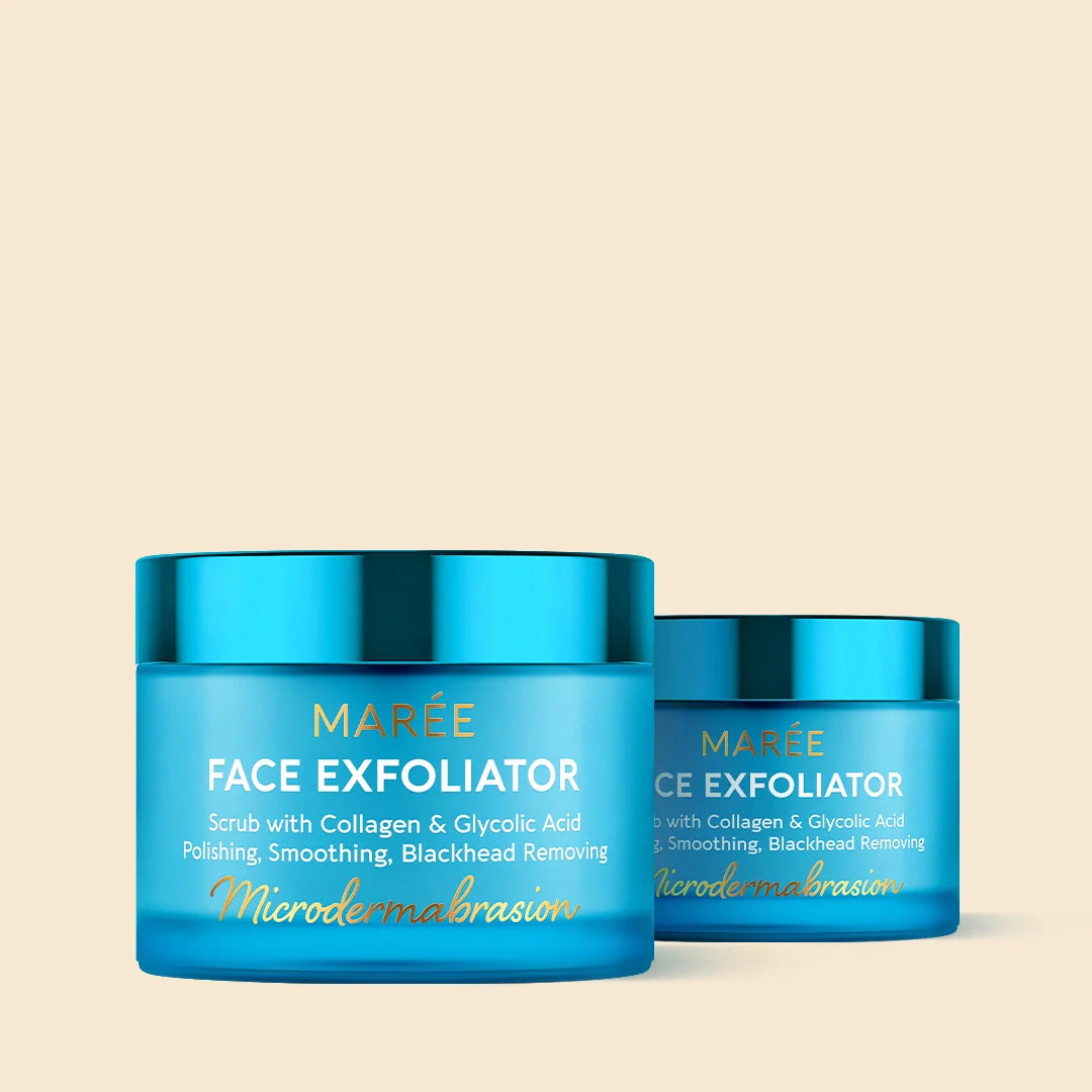 Maree Face Polishing Scrub and Exfoliator in a jar, showing creamy texture and exfoliating particles for smooth skin.