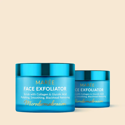 Maree Face Polishing Scrub and Exfoliator in a jar, showing creamy texture and exfoliating particles for smooth skin.