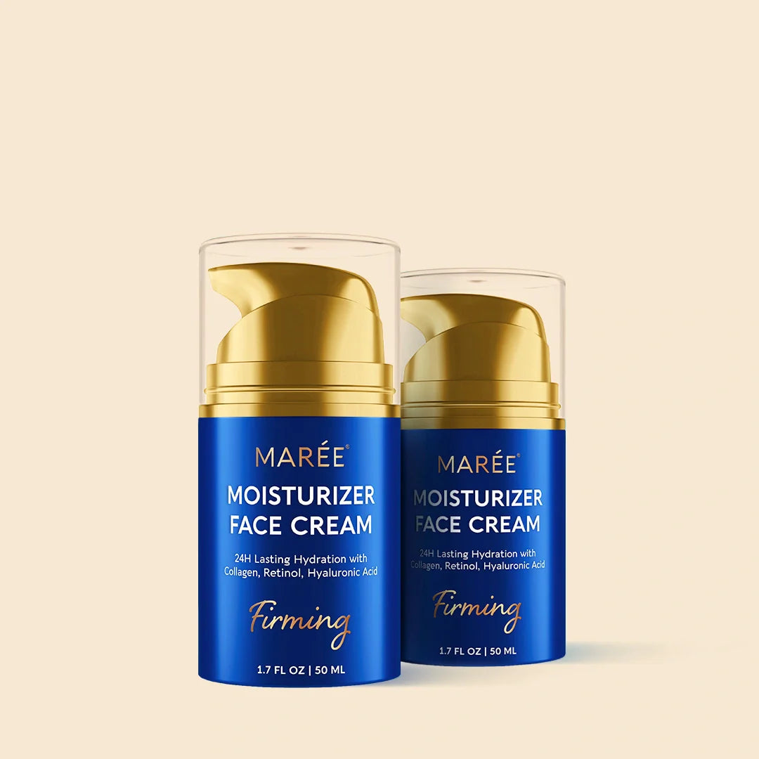 Maree Firming & Lifting Collagen Moisturizer jar with a smooth cream texture and elegant packaging.