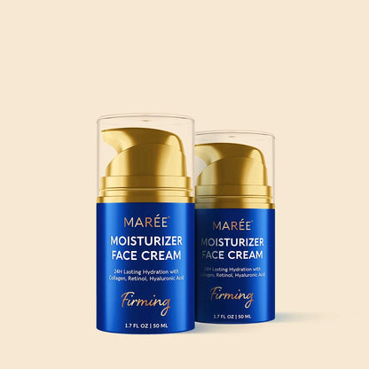 Maree Firming & Lifting Collagen Moisturizer jar with a smooth cream texture and elegant packaging.