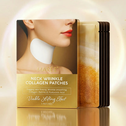 Maree lifting neck wrinkle patches applied to the neck area for skin firming and wrinkle reduction.